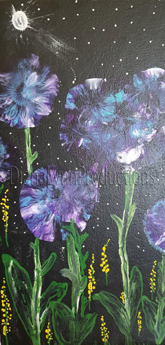 Starry Night Flowers, Original Acrylic Painting by Diana Lynn