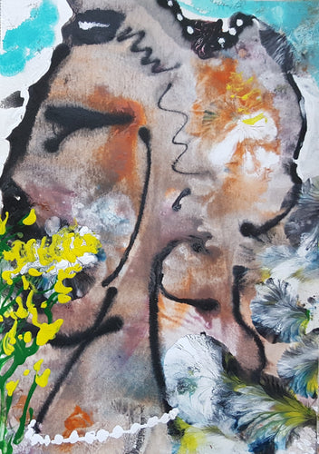 Discretion Mother, Original Mixed Media Painting by Diana Lynn