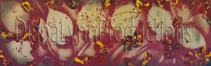 Gold Leaves, Flowers & Butterflies, Original Mix-Media Painting by Diana Lynn