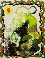 Load image into Gallery viewer, Pear on lettuce, Original Acrylic Painting by Diana Lynn