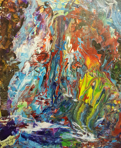 Waterboarding Thru Cavern, painting by Diana Lynn