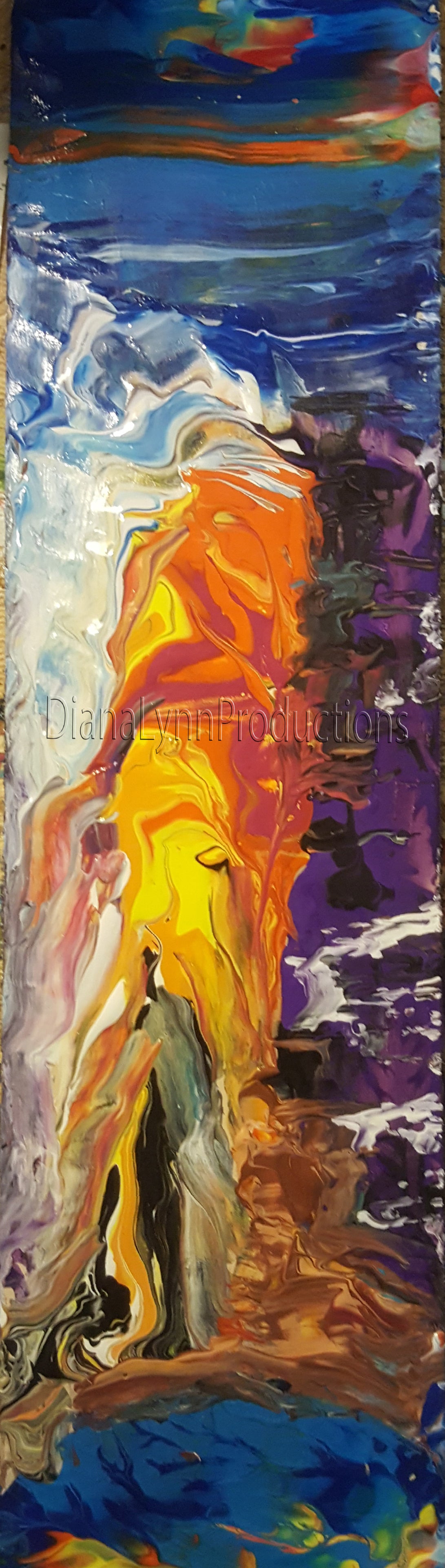 Sunset Purple Ember Blue, Original Acrylic Painting by Diana Lynn