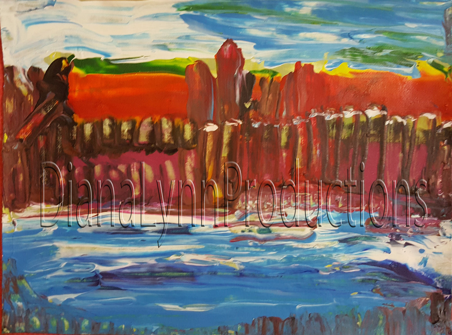 Bay Dock, Original Acrylic Painting by Diana Lynn