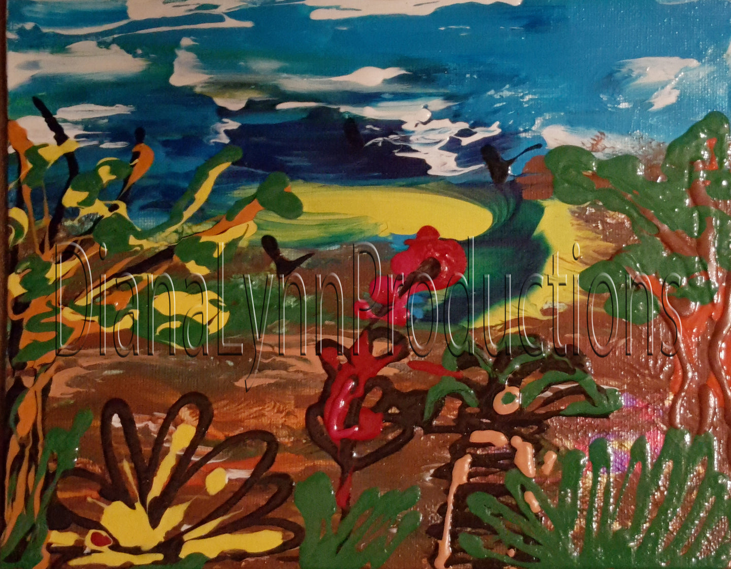 Surf Sounds Loudly Park aka Malibu, Original Acrylic Painting by Diana Lynn