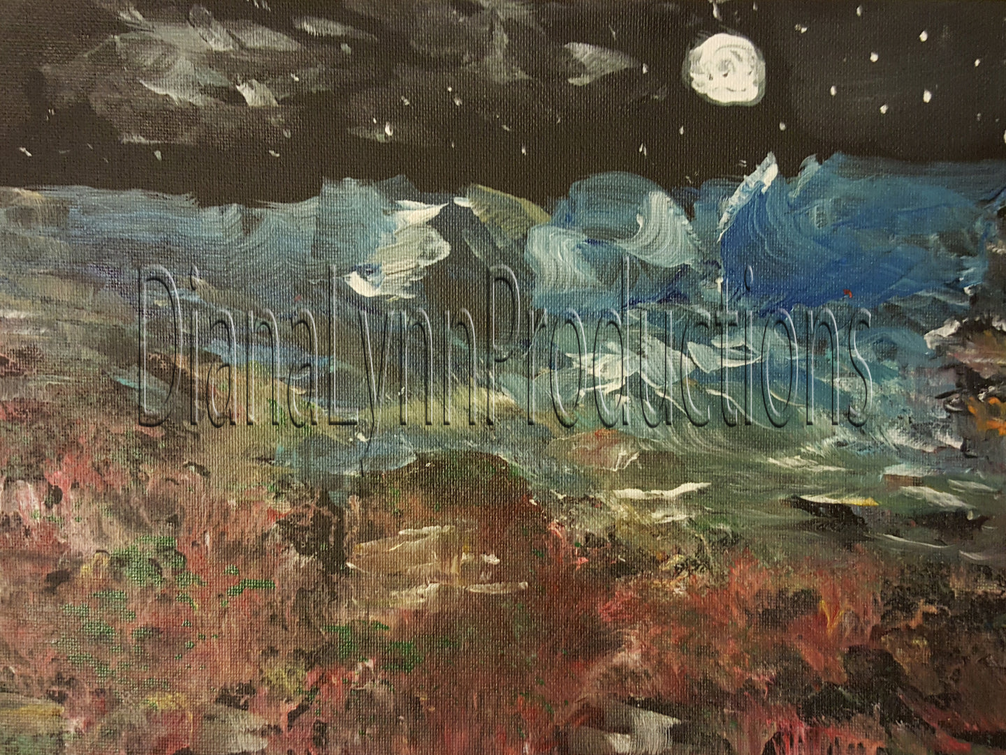 Moonlit Northwest Terrain, Original Acrylic Painting by Diana Lynn