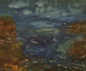 Enclave Along a Shore, Original Oil Painting by Diana Lynn