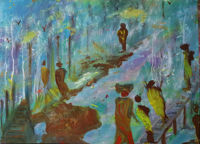The Council...Deniece, Original Oil Painting by Diana Lynn