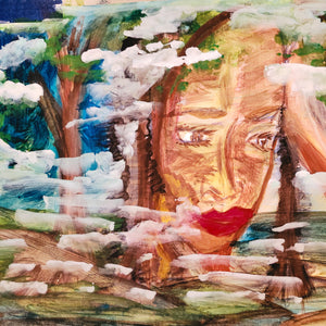 Contemplating, Original Gouache Painting by Diana Lynn