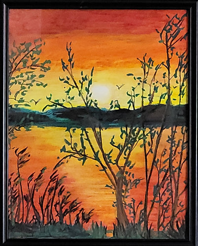 Sunset Orange, Original Oil Pastel Painting by Diana Lynn