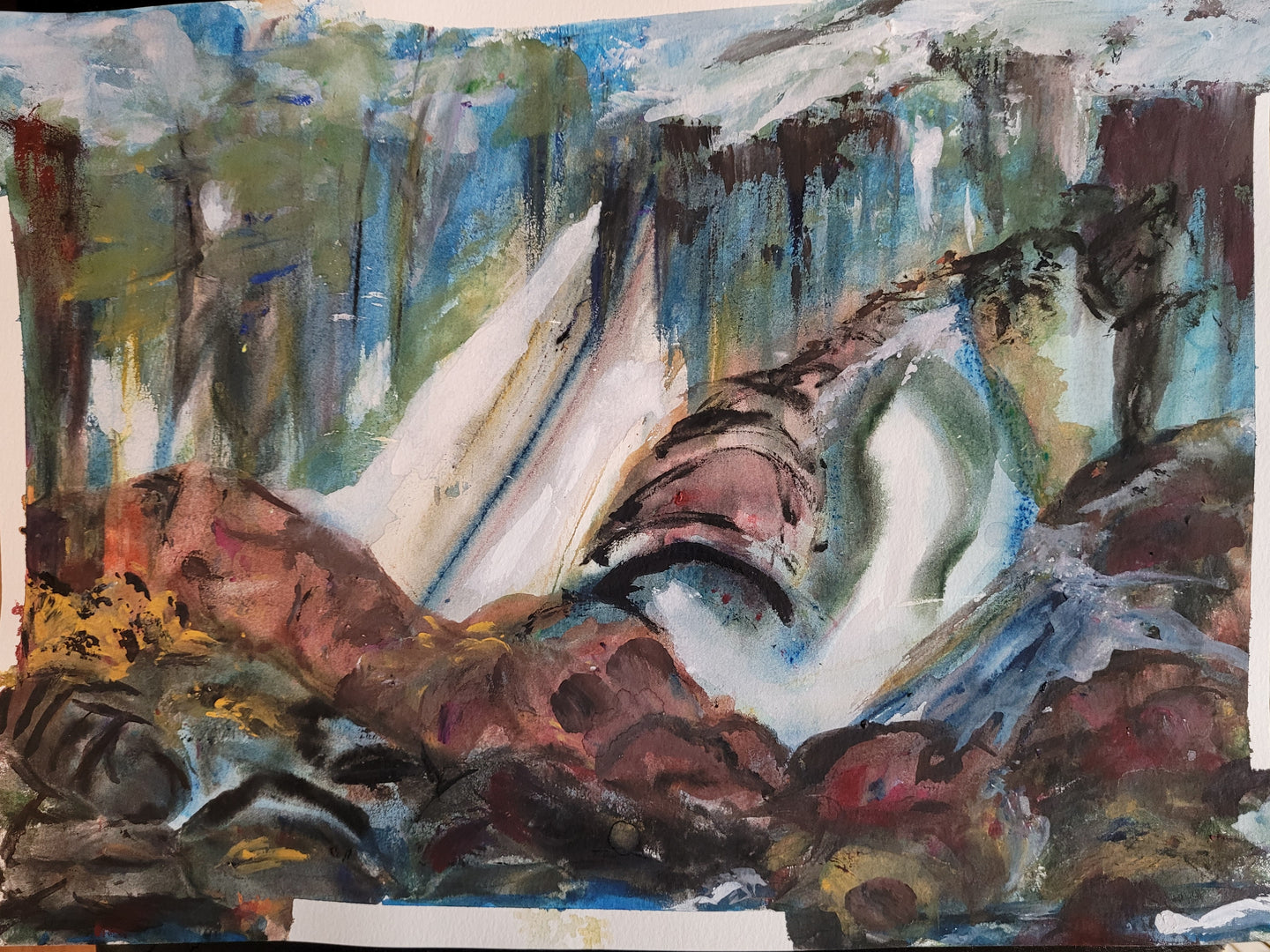 Mount White Water, Original Gouache Painting by Diana Lynn