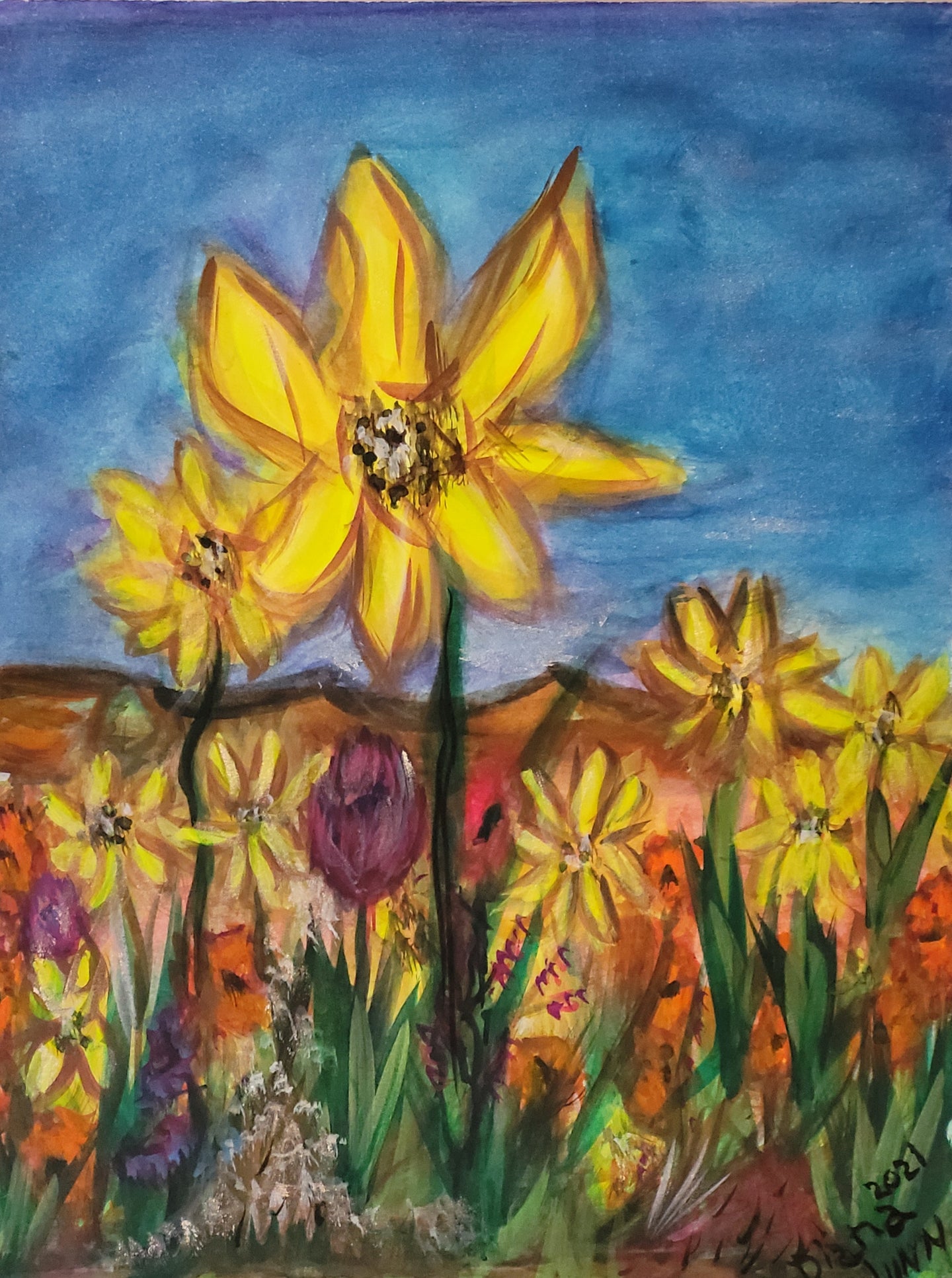 Yellow Daisies, Original Watercolor Painting by Diana Lynn