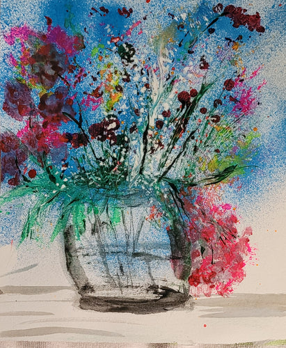 Clearwater Vase of flowers, Original Watercolor Painting by Diana Lynn