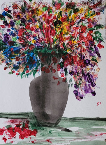 Flowers in Vase, Original Watercolor Painting by Diana Lynn