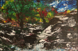 Cascading Stream on Rocks, Original Acrylic Painting by Diana Lynn