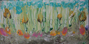 Linear Blue Yellow Pink, Original Acrylic Painting by Diana Lynn