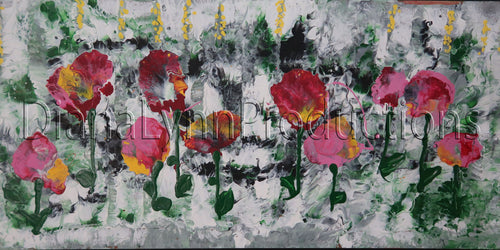 Pink Green Yellow Shadows, Original Acrylic Painting by Diana Lynn