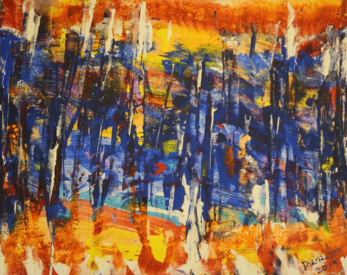 Amber Blue Amber, Original Acrylic Painting by Diana Lynn