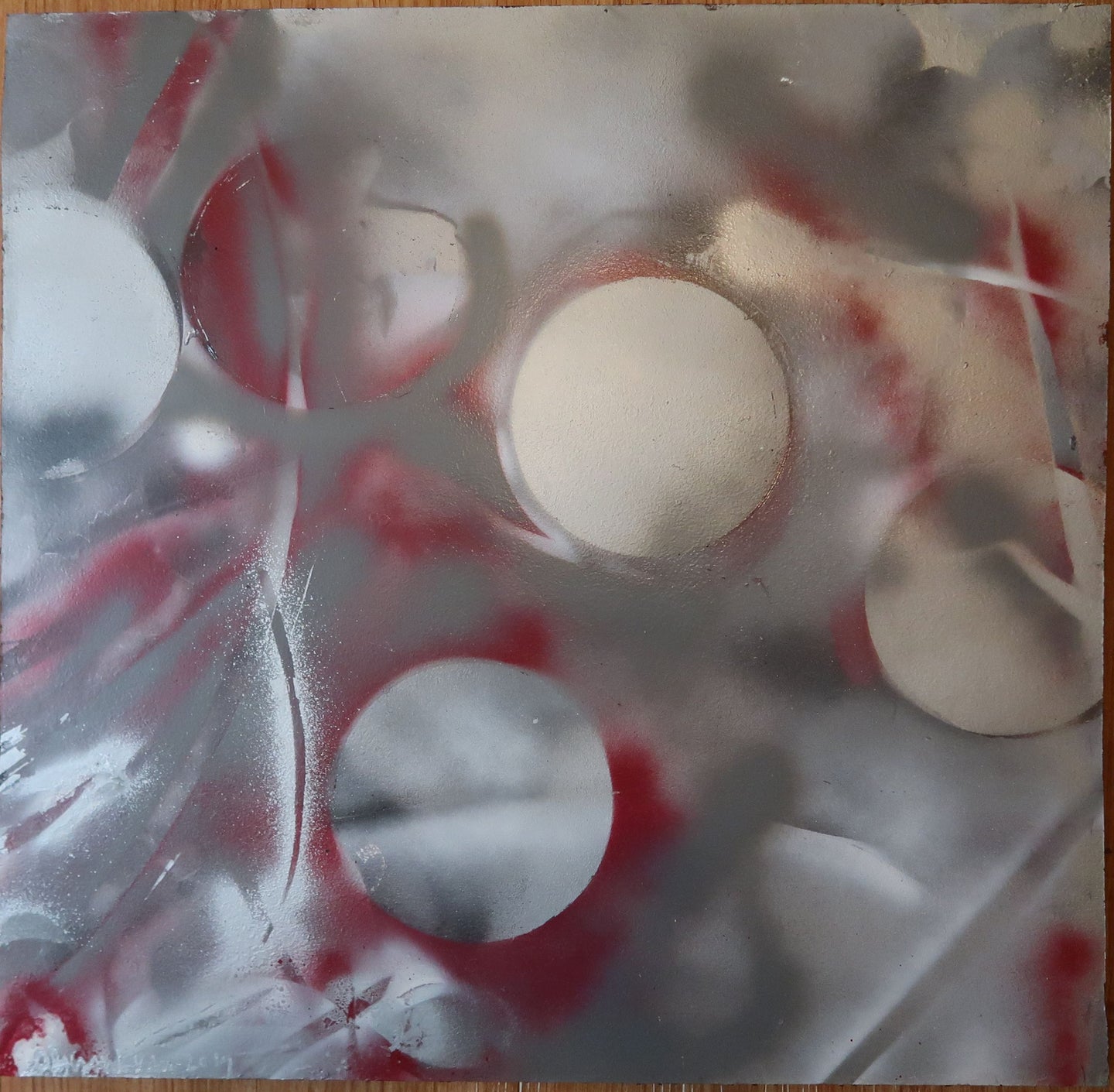 Vincent's Grey 2nd of 3, Original Enamel Painting by Diana Lynn
